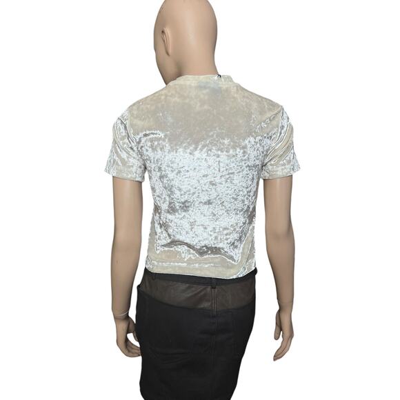 NWT Lazy Oaf Dragon T-Shirt with Pink Dragon Embroidered on a Cream Velvet Sz M - Picture 3 of 7